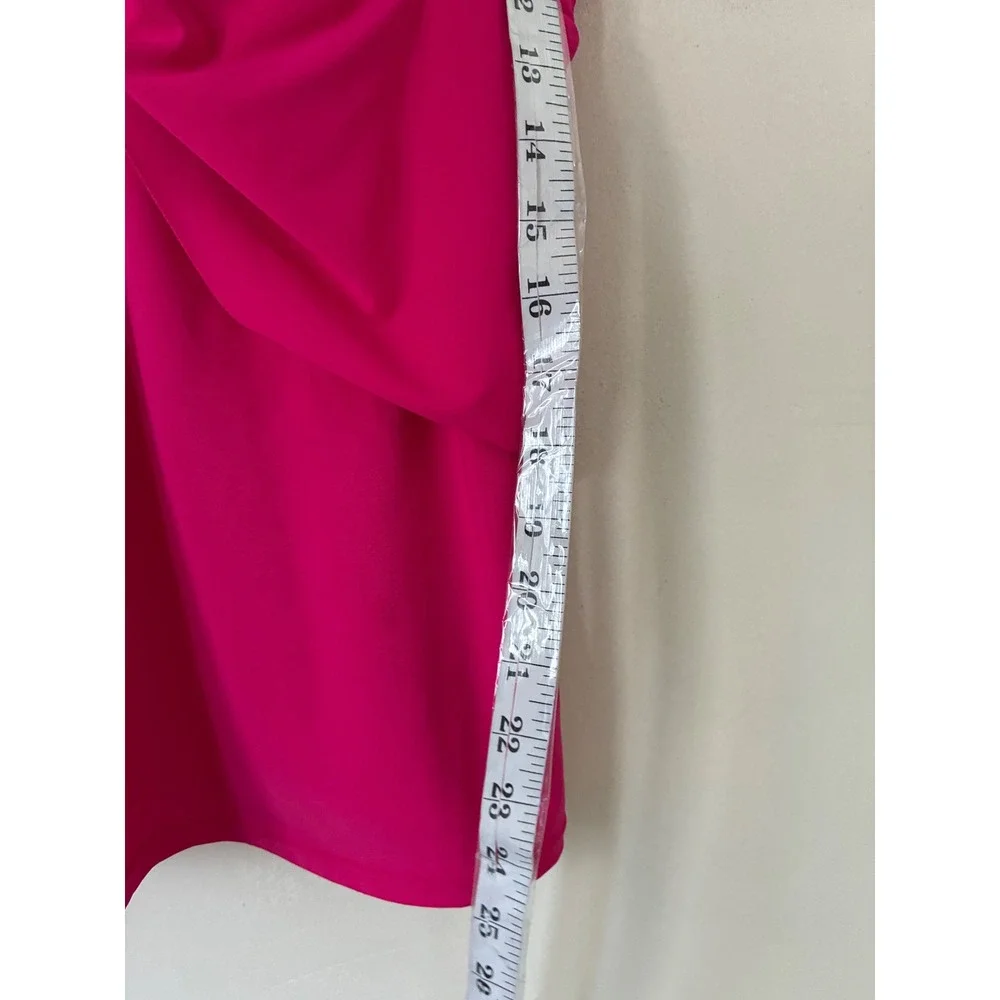 Talbots Pink Twist Front Tankini Swim Top Womens 16 Adjustable Straps Padded Cup